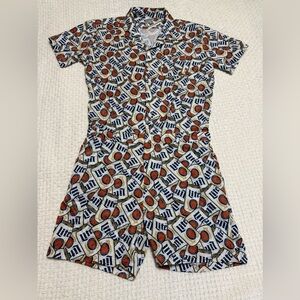 Miller Lite print romper with adjustable waist. Large.